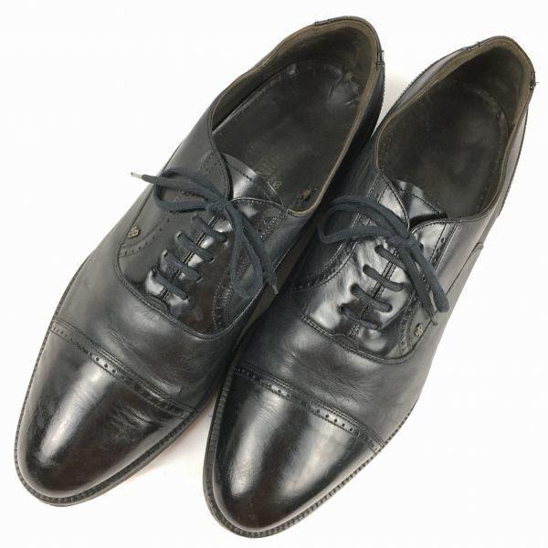 80s90s Vintage VAN BOMMEL by Royal Warrant Cap Toe Straight Tip Black Size 8 26.5(USED)