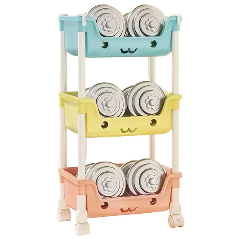 Для дома мобильная книжная полка стеллаж для хранения - Многоуровневая конструкция напольный для гостиной кухни с маленькой тележкой в комплекте 6990₽