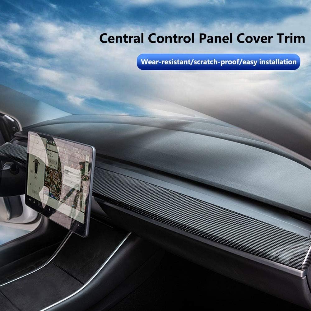 2Pcs/Set Carbon Fiber Look Central Control Dashboard Panel Trim For Tesla Model 3 Model Y 2017-2023