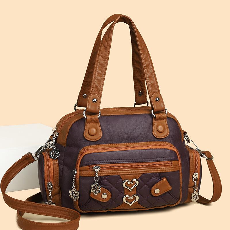 Retro Ladies' Single-shoulder Washed Leather Large-capacity Hand-held Soft Leather Crossbody Bag