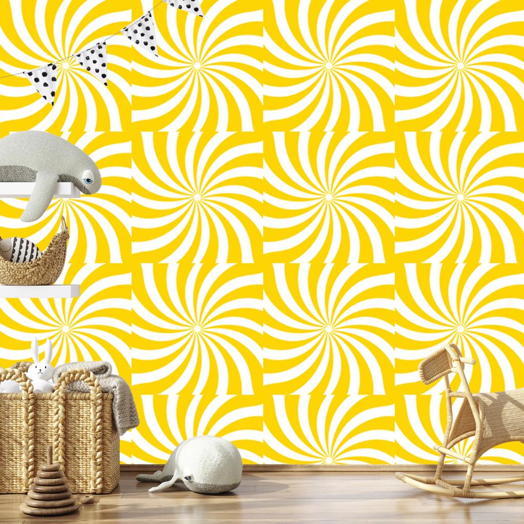 Hippie Background Wallpaper Yellow and White for Living Room and Bedroom 50x1000