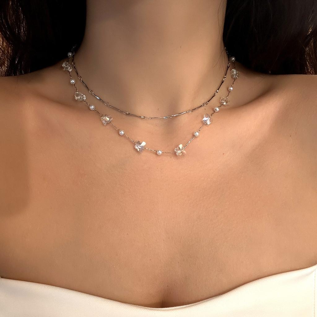 

Ocean Blue Pearl Butterfly Necklace For Women Fashion Jewelry For Holiday Vacation Style A