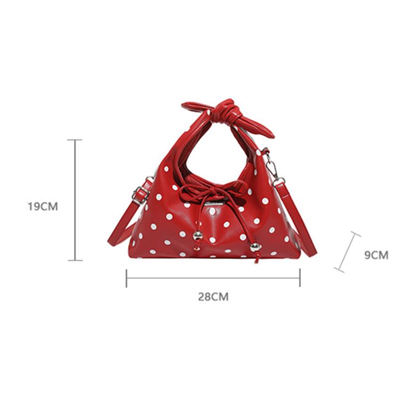Yogodlns Women's Versatile Bag Retro Leather Shoulder Bag Bow Tie Crossbody Bag Polka Dot Small Hobo Handbag For Everyday Use