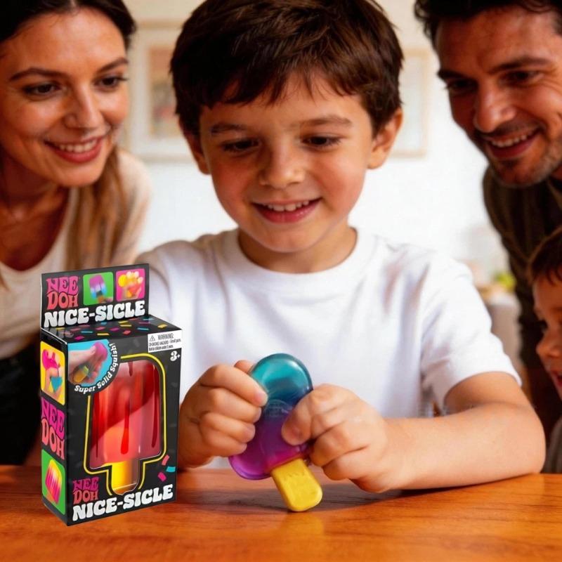 Needoh Ice Cream Squishy Squeeze Toy Nice Cube Sensory Fidget Toy Portable Stress Relief Gadget for Office Home Daily Relax Toys