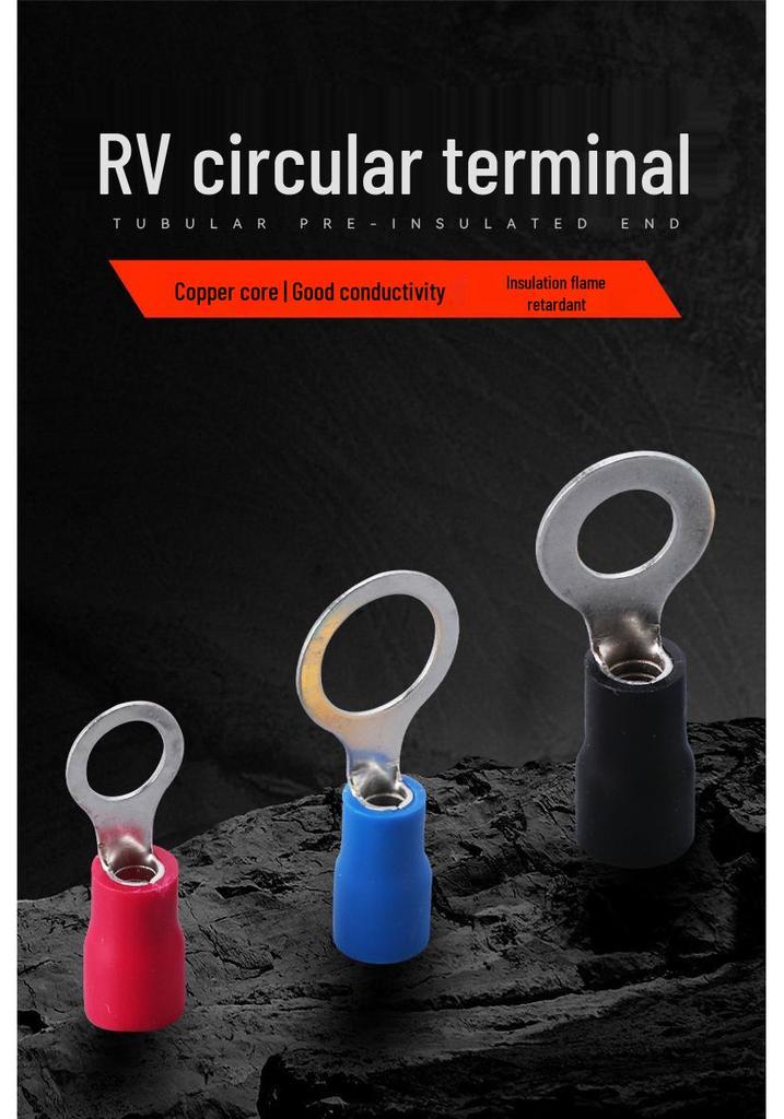 Flame Retardant PVC-Insulated RV Round O-Type Copper Crimp Wire Lug Terminal