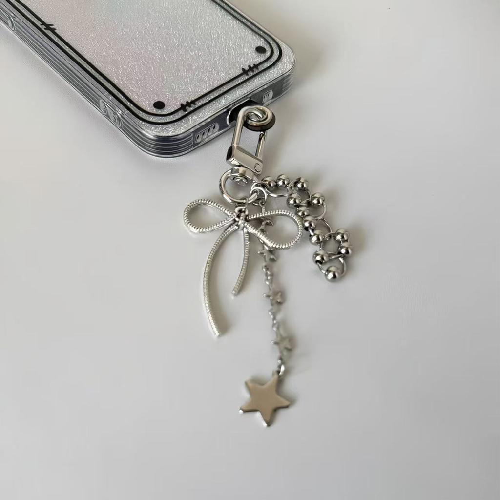 Star and Bowknot Pendant Key Chain for Men Women Handmade Keychain Backpack Accessory Stylish Detachable Phone Lanyard