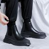 Mens Fashion Chelsea Boots Black Trendy Genuine Leather Shoes Party Banquet Dress Cowboy Platform Boot Handsome Ankle Botas Mans