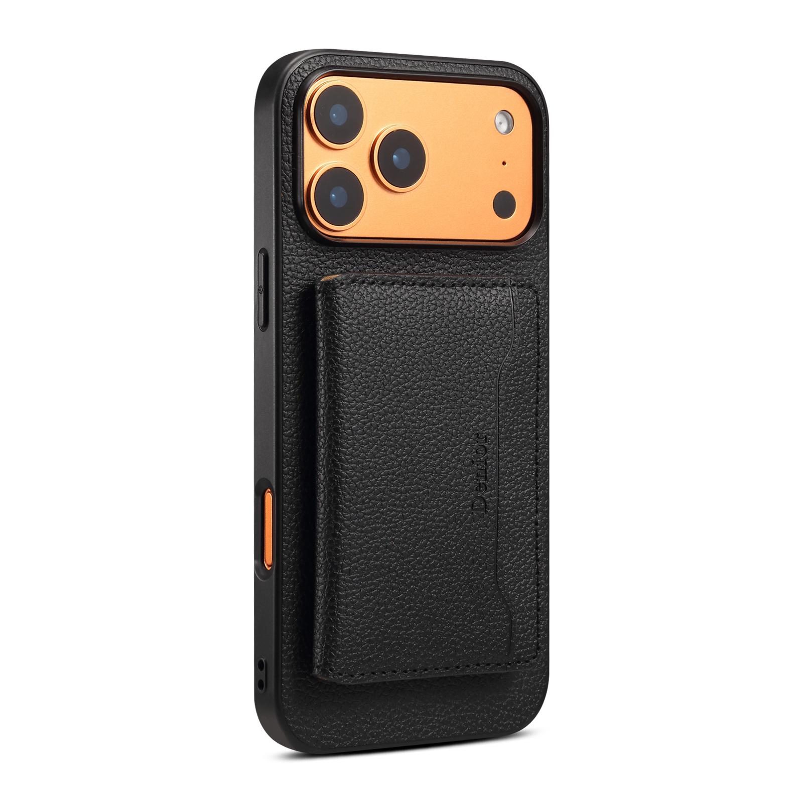 Denior PU Leather Wallet Phone Case For iPhone With Magnetic Card Holder And Folding Stand For Bulk Orders For iPhone 16&Case& Card Bag&Opp Bag чёрный