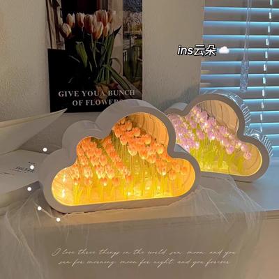 Tulip Cloud Sea of Flowers Handmade Night Light Creative Light Atmosphere Light Transparent Qixi Lovers Gift Desktop Decoration
