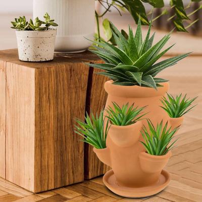 Strawberry Tower Flower Pot Garden Potted Plants Flower Container With Tray Red Clay Porous Succulents Flower Pot