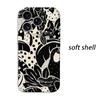 Artistic Graphic Black White Botanic Leaves Hidden Cat Pattern Line Film Aesthetic Protective Shockproof Bumper Cover For iPhone 14 15 16 Pro Max Plus
