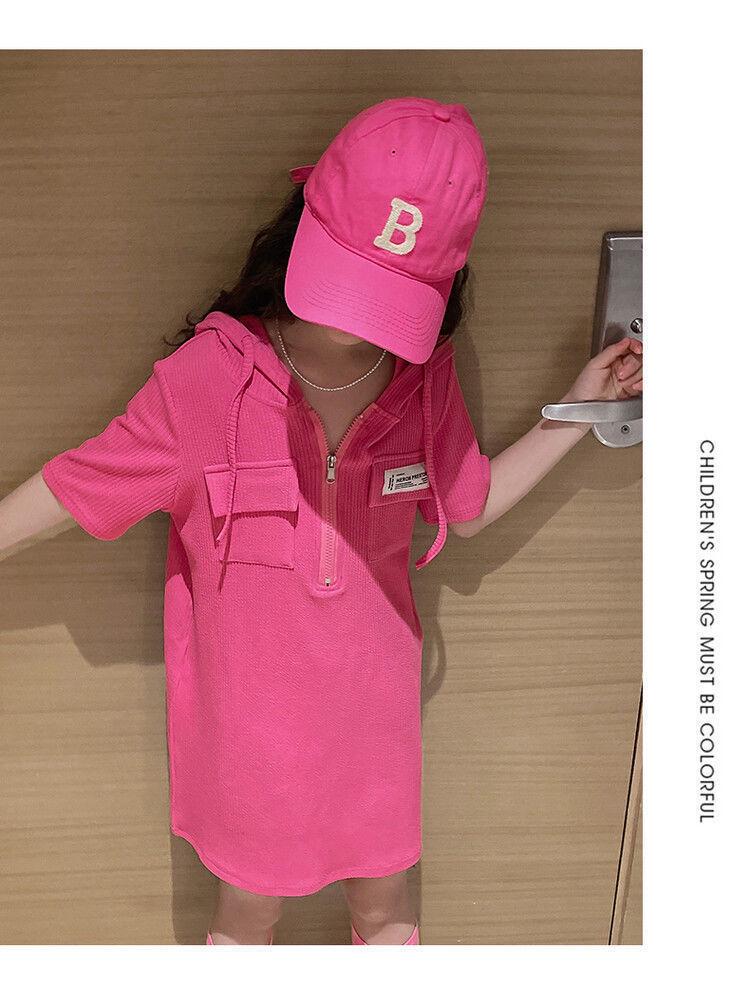 Prinsessklänning med huva i koreansk stil för flickor - Kortärmad, sommar-t-shirtstil för barn