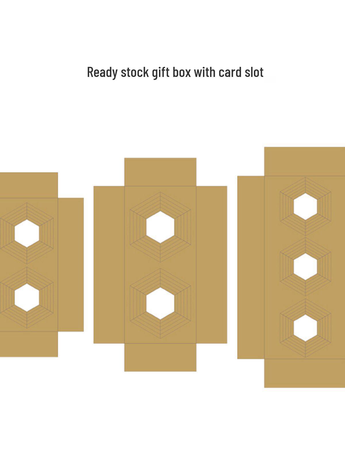 

Hexagonal Round Bottle Gift Box with Card Slot and Holder Khaki Small Base 5 pieces