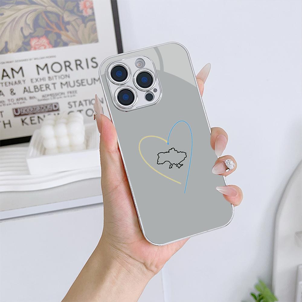 N182 Love Design Phone Case for iPhone 16 15 11 Pro Max XR Samsung S24 S23 Ultra A54 A35 Xiaomi Redmi Note 13 12 Pro Plated Frame Tempered Glass Cover