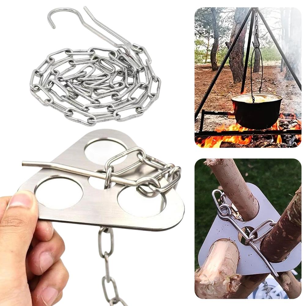 Tragbare Campingausrüstung und -ausstattung Abnehmbares Outdoor-Grillstativ Hängeständer Lagerfeuer-Kochzubehör-Set