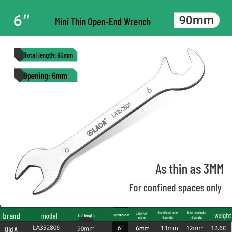 Stainless Steel 3mm Ultra-Thin Open-End/Box-End Double-Headed Mini Combination Wrench Set