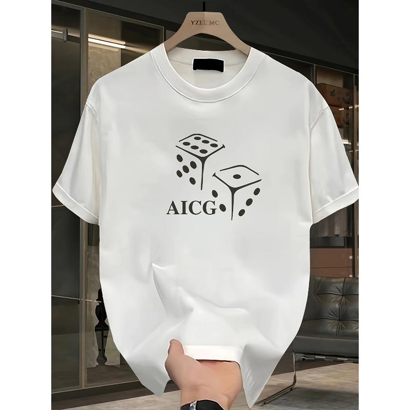 European Size Heavyweight Pure Trendy Print Short-Sleeve T-Shirt for Men, New Summer Casual Style, Loose Fit, Versatile Top In Large Sizes