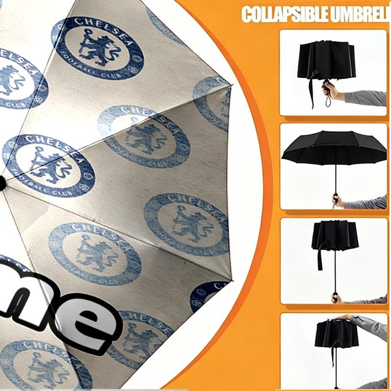 Custom Name Personalized Football Club F.C Print Umbrella, Auto Open Close, 8‑Rib Sturdy Frame, Commute Camping Hiking Use, Birthday Gift
