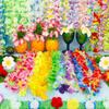 1-100Pcs Hawaiian Leis Flowers Hawaiian Flower Wreath Necklace  Artificial Garland for Luau Party Birthday Decorations Supplie