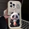 Milk Tea Time Panda INS For Samsung Galaxy Case S24 S23 S22 S21 Ultra Plus Fe A55 A54 A53 A52 A35 A25 A15 A14 5G Phone Y2k Cover