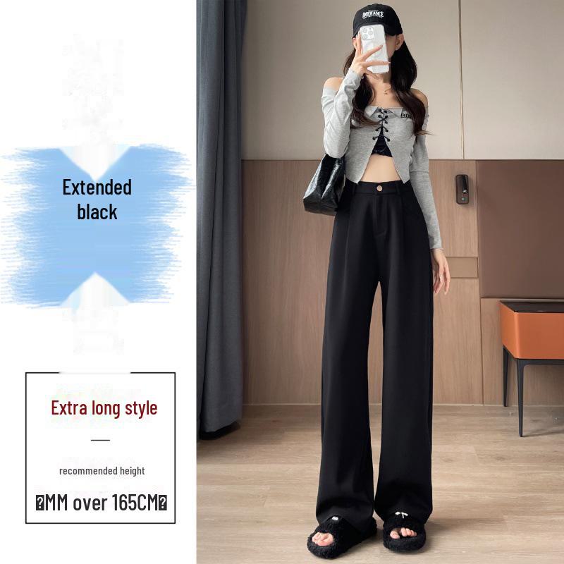 2024 Autumn Wide-Leg Angora Red High-Waist Casual Pants for Women