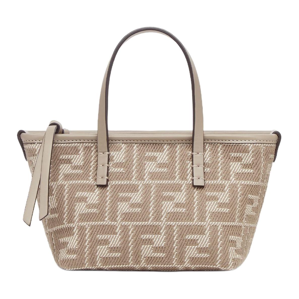 

Fendi Roll Adjustable Detachable Shoulder Strap Jacquard Fabric Tote Bag Shopping Handbag Mini Women tote Dove-Gray 8BS096AUPXF1SNP Basic Set (Bag+Dust Bag)