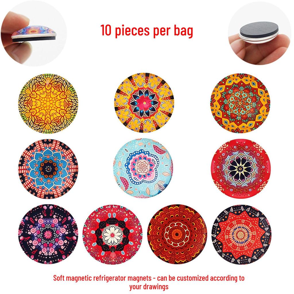 Bohemian Retro Floral Crystal Glass Refrigerator Magnets
