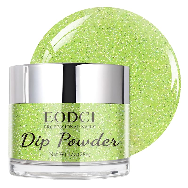 Green Glitter Glitter Nail Dip Powder, Dipping Powder - No Needed Nail Lamp Curing - Long Lasting Nail Manicure Colors - Nail Color for Professionals
