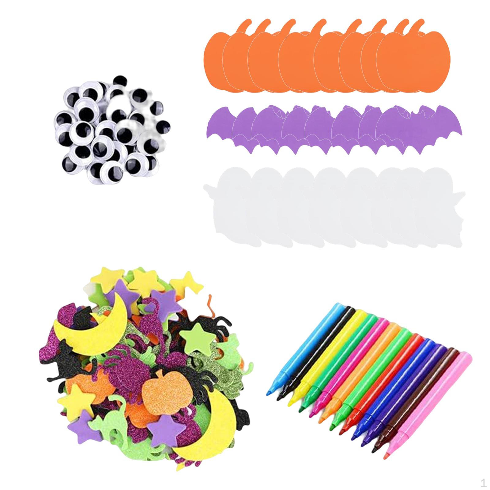 

24 Pack Pumpkin Foam Stickers, Halloween Face Decoration Craft Kits, Party Halloween