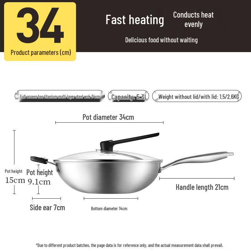 COOKER KING 304 Stainless Steel Non-Stick Wok