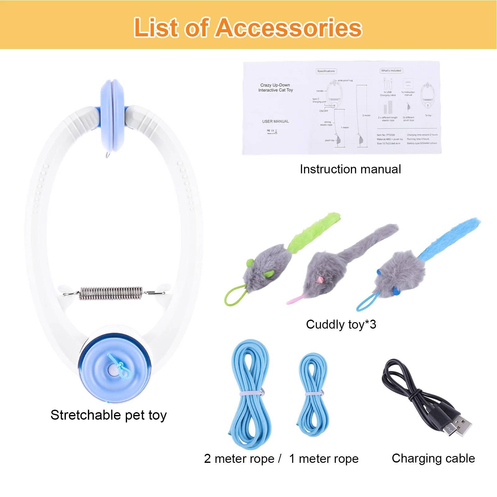 

Door Hanging Auto-Rebound Cat Toy with 3 Mice Retractable Kitten Teaser Electric Door Hanging Cat Toy for Indoor Cats Self Play