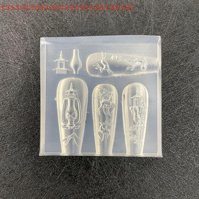 1 Stück 3D-Form Nagelkunst-Dekorationen DIY-Design Silikon-Nagelform Nagelkunst Silikon-Schnitzform Blume Schmetterling Lotus Koi Hirsch