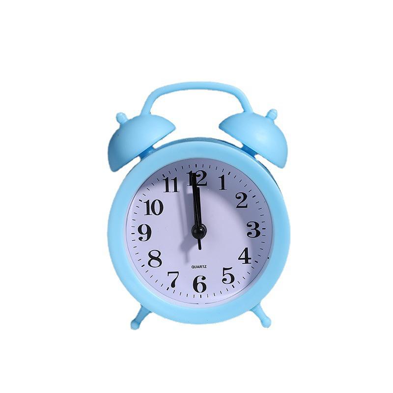 Dvojité zvonkové hodiny s přesným měřením času na baterie, mini kulatý noční stolní budík, roztomilý dárek pro děti