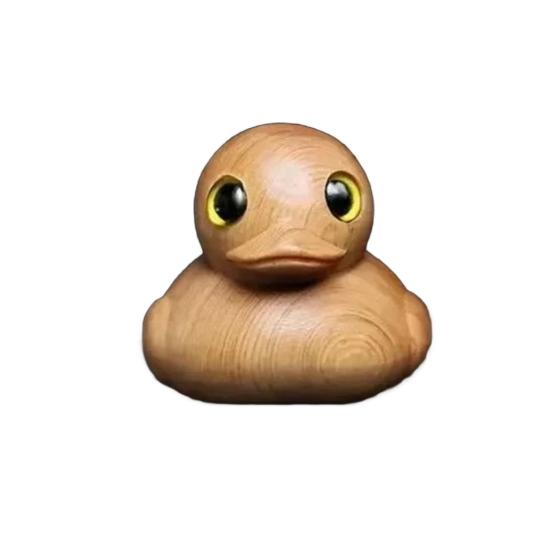 Wooden Middle Finger Duck Figurine Little Yellow Duck Statue Sculpture Handmade Animal Model Home Office Desktop Decoration Ornament