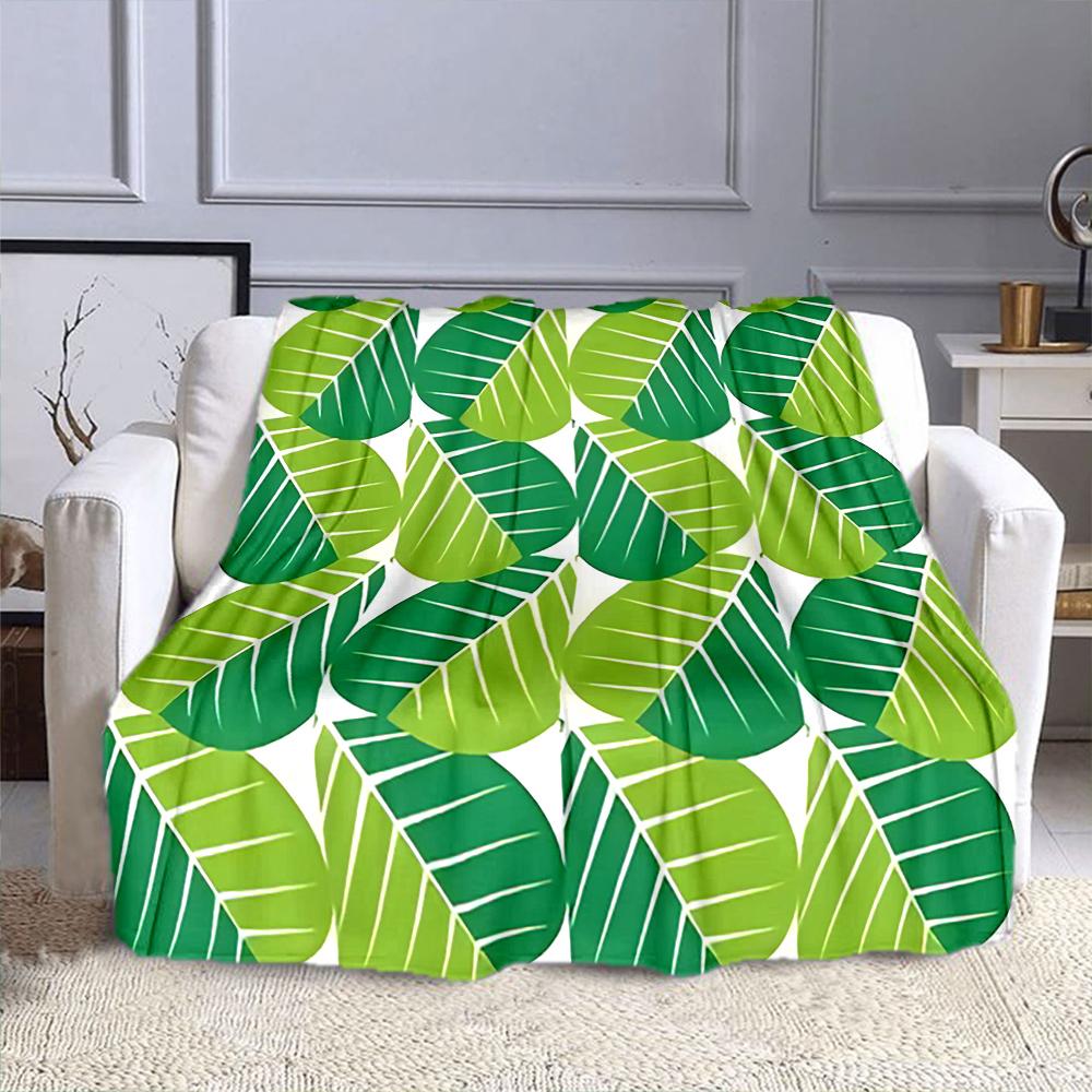 Green Leaf Pattern Blanket Design Patterned flannel blanket perfect for the bedroom living room, sofa, or a little nap