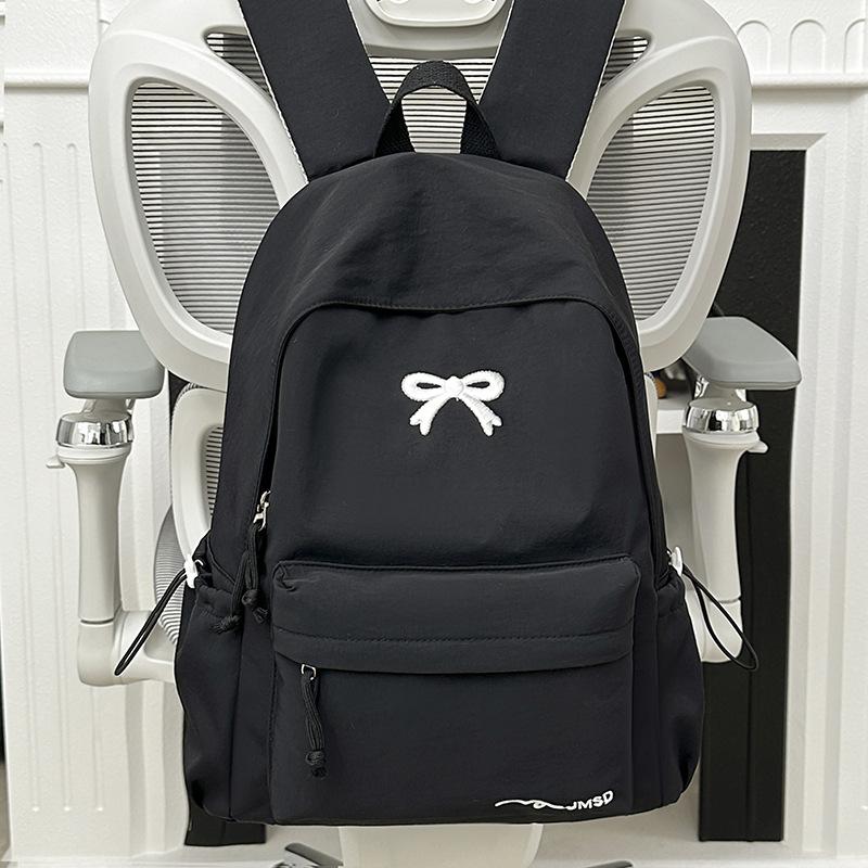Schultasche Koreanische Version ins einfarbiger Rucksack Damen einfacher Rucksack mit großer Kapazität Schleife Schülerschultasche modisch vielseitig Freizeitrucksack