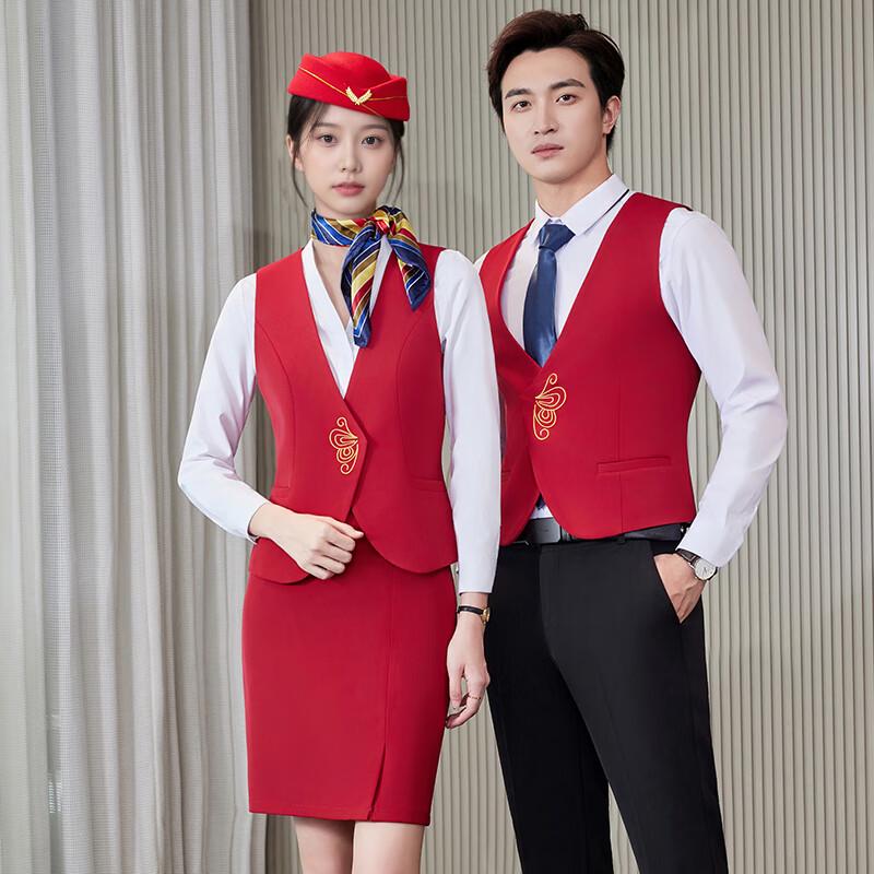 New Chinese Style Hotel Uniform Vest Set 3XL