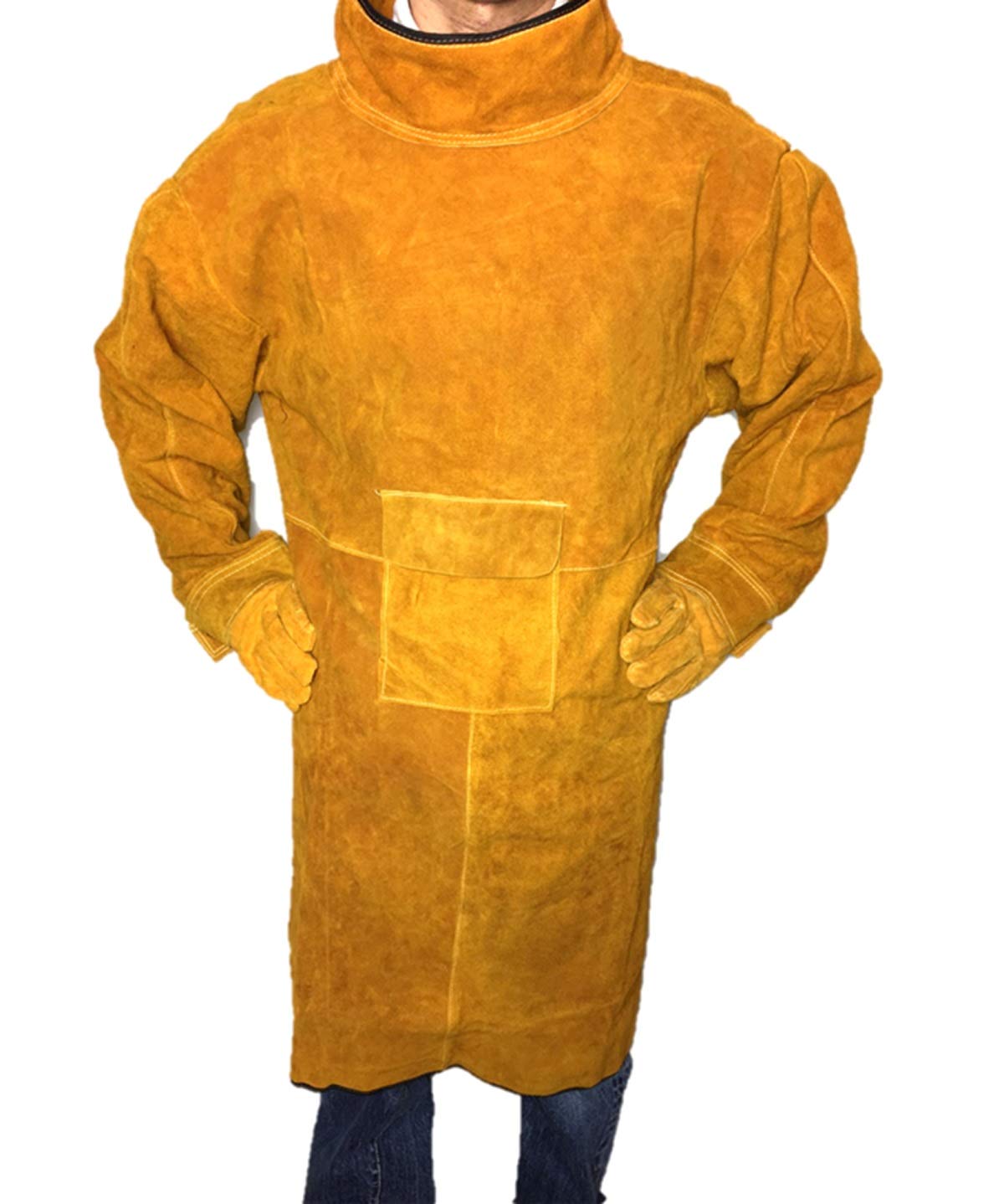 

World Imp JP Cowhide Heat-Resistant Welding Apron, Large Size, Tool Pocket, 115cm, Flame Retardant, Welding Protective Clothing, Workwear, Protection