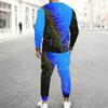 Men Black Pink Gradient Imitation Rhinestone Bead Print Long Sleeve Sweatshirt Jogger Pants Two Piece Suit