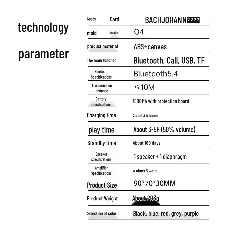 Bach John Q4 Portable Bluetooth Speaker