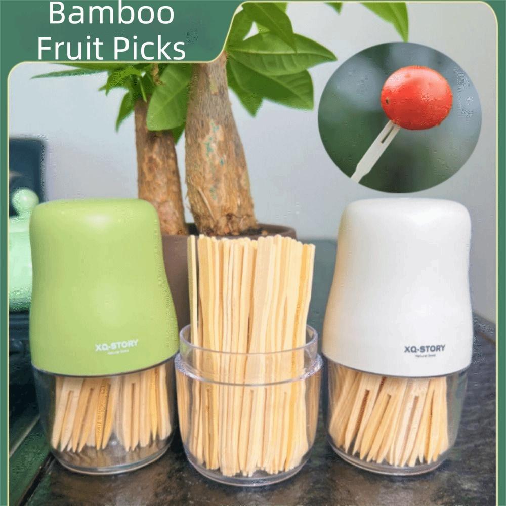 100Pcs Disposable Appetizer Forks Bamboo Dessert Cocktail Forks Restaurant Tableware  Household Use