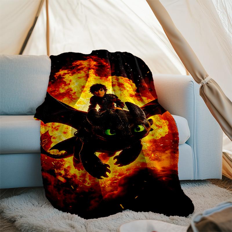 Dragon Theme Printed Blanket Perfect For Couch Bed Travel Outdoor Use Machine Washable Cozy Durable