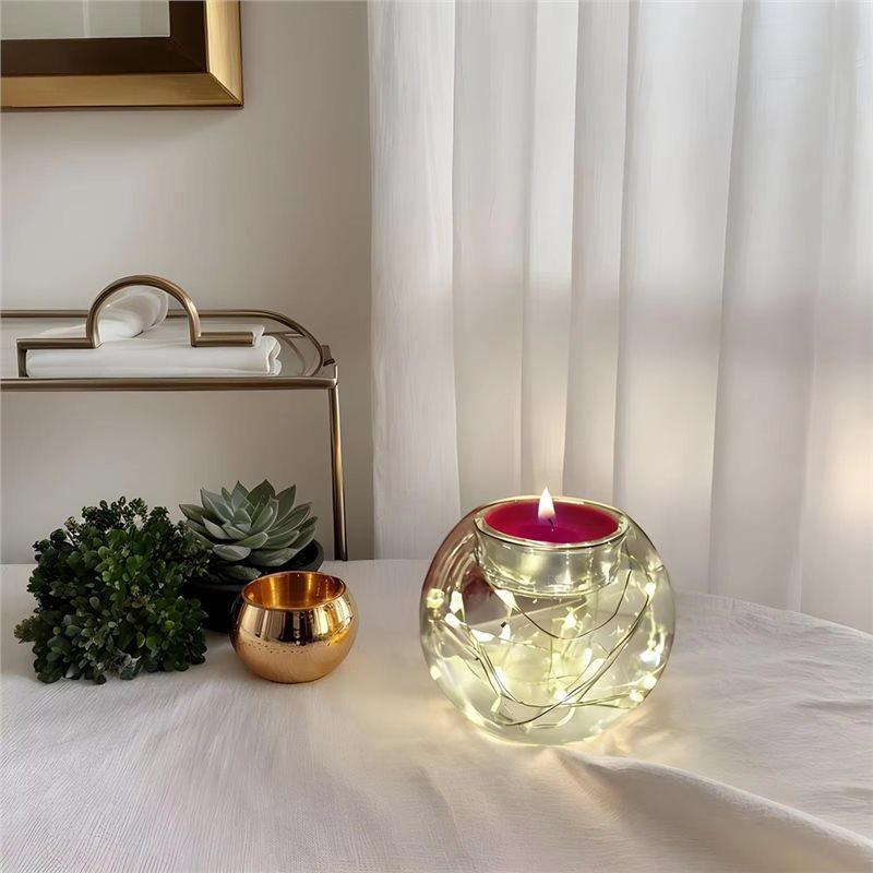 Portacandele Tealight di Tendenza 2025 Vetro Traslucido Portacandele Galleggiante Natale Calore per Festa Albero Matrimonio Interno Esterno