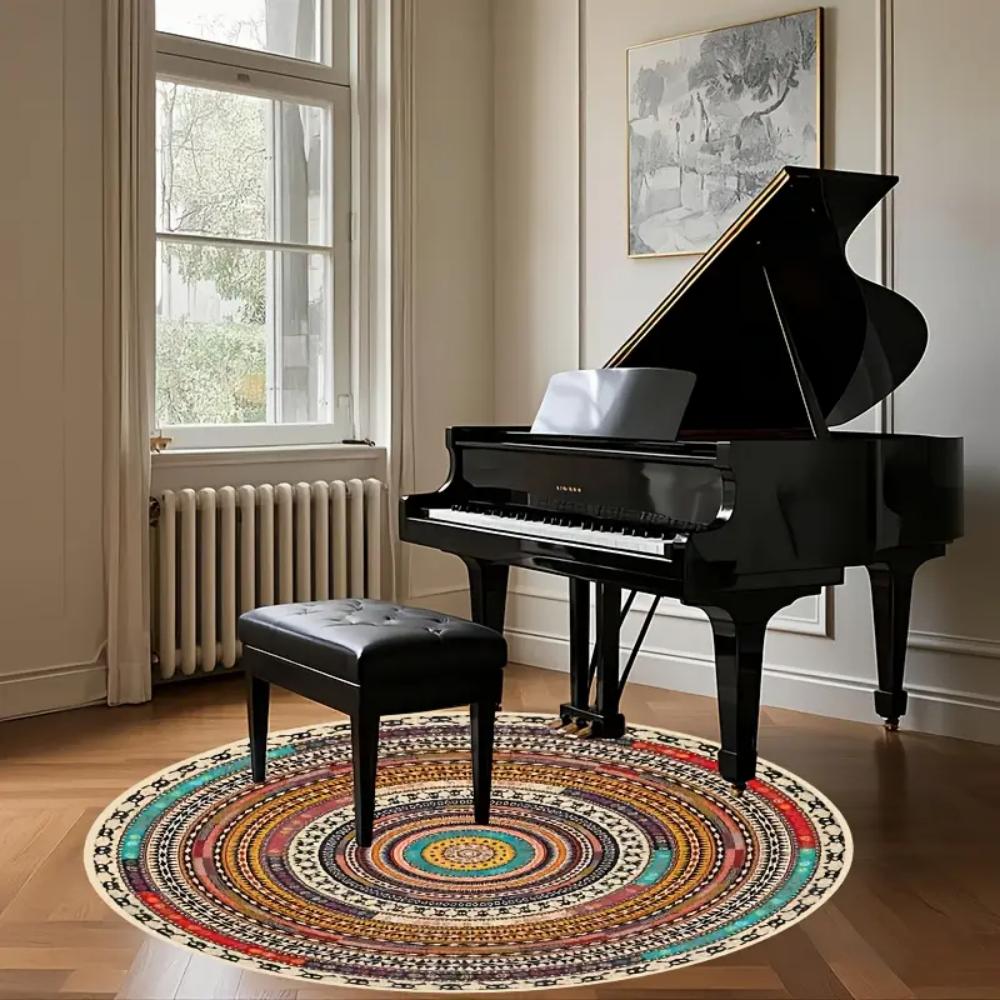 Modern Minimalist Round Rug – Striped Floor Mat for Office, Living Room or Bedside Home Decor