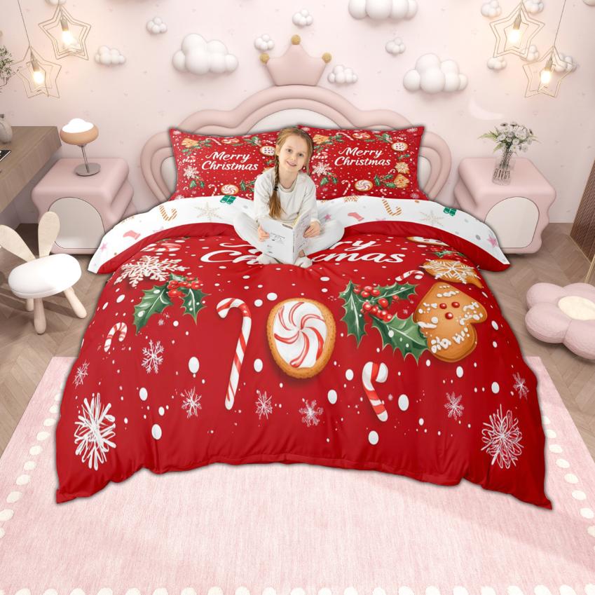Homewish Kids Xmas Tree Duvet Cover Set For Boys Girls Merry Christmas Bedding Set Happy New Year Gifts Quilt Cover Set