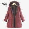 Plush Lining Plus Size Coat Women Hoodie Autumn Loose All Match Winter Solid Color Warm