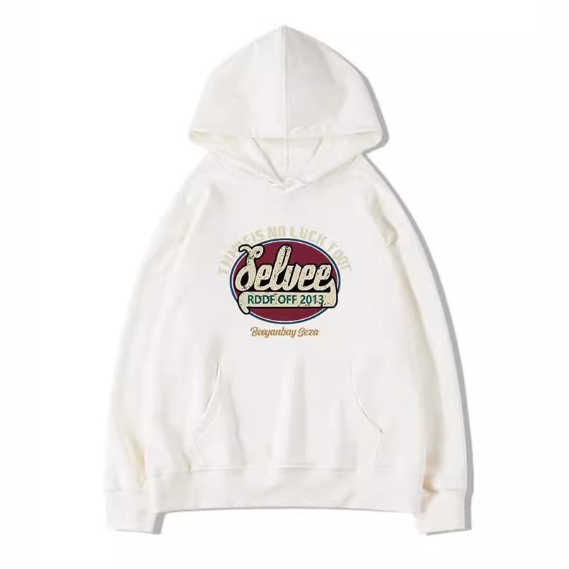 Season's new printed letter hooded sweater couple loose casual velvet