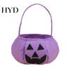 Halloween Decoration Pumpkin Candy Bag for Kids, Reusable Non-Woven Trick or Treat Bucket, Party Decorations Face Snack Holder Basket with Handle