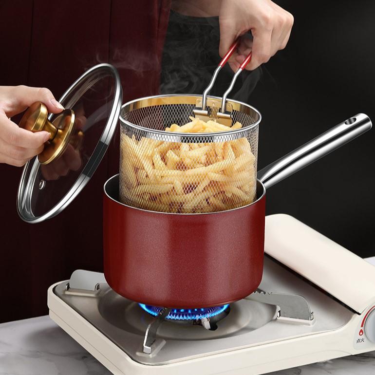 Frytkownica olejowa, stal nierdzewna 304, garnek do zupy z makaronem, garnek wielofunkcyjny, stal trójwarstwowa, frytkownica niepowlekana do użytku domowego
