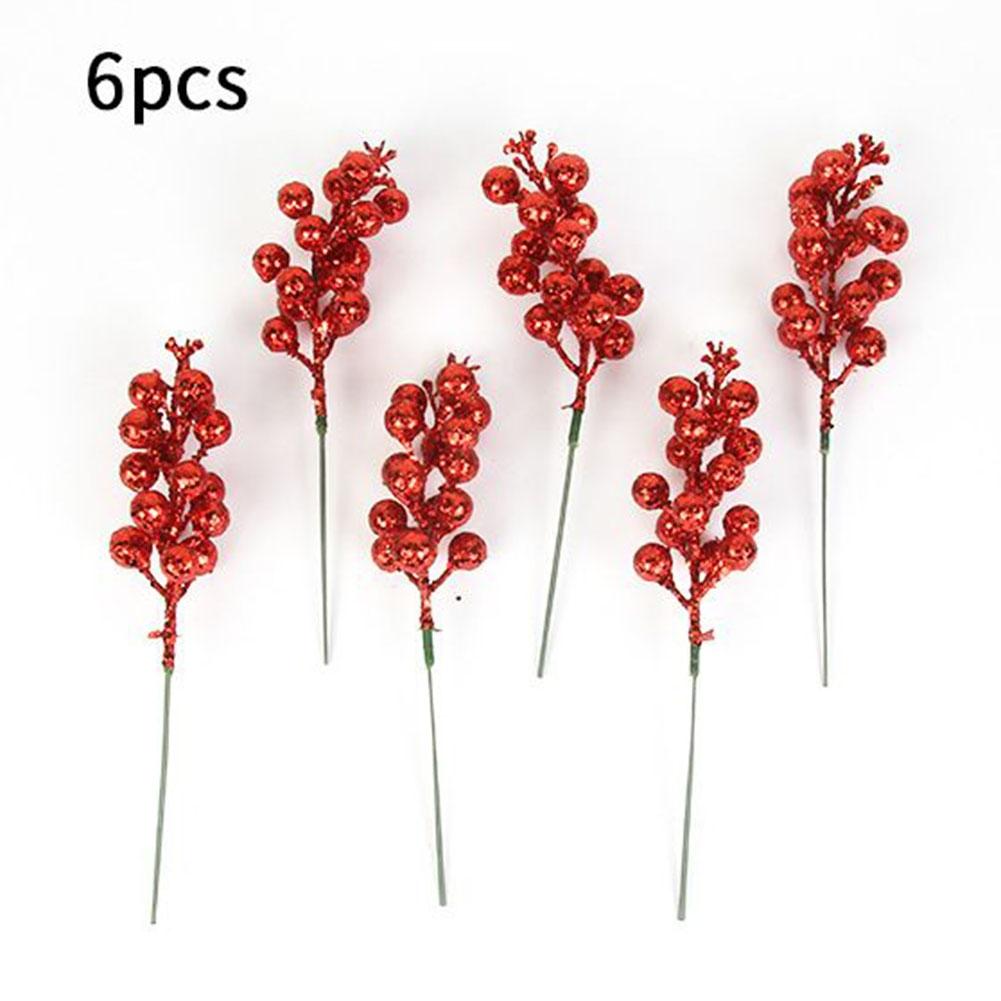 Brighten Up Your Décor with Vibrant Red Berries 14mm Fruit Heads 6x Stems